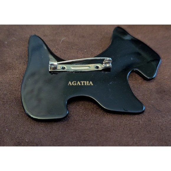 AGATHA PARIS Black Scottie Dog Scottish Terrier Brooch Pin VGUC - Picture 2 of 4